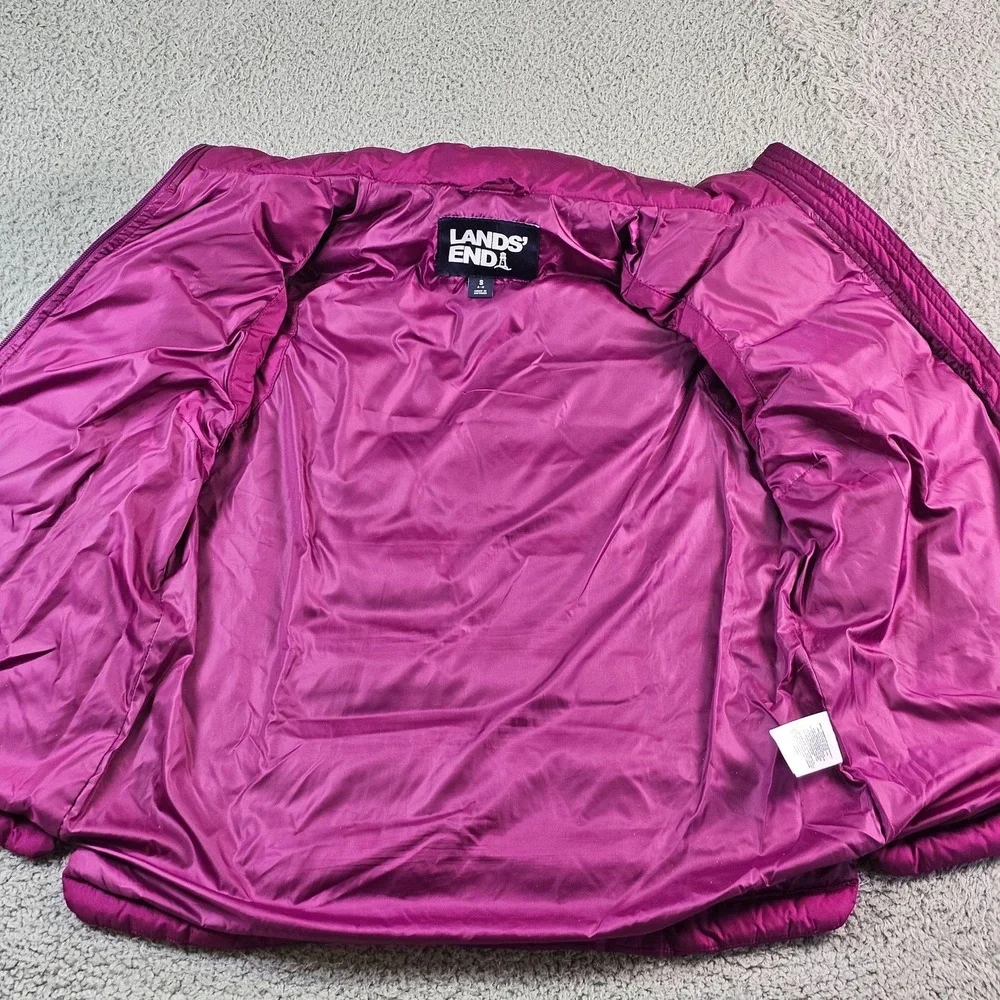 Lands' End Puffer Vest Womens Small 6-8 Pink Down Quilted Zip Winter Insulated